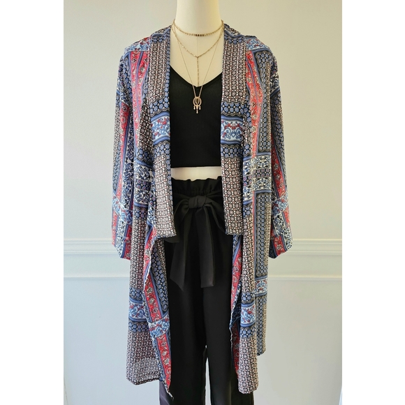 Bohemian printed kimono cardigan - Picture 1 of 8